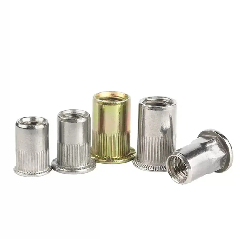 Nuts de remaches roscados de aceiro inoxidable M10 M12 SS304 Inserido de manga de cabeza plana de cinc de cinc de cinc branco