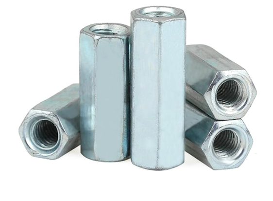 Tuerca de conexión, tuercas hexagonales largas M6 M8 M10 M10 M12 M16 ACERO DE CARBONO Tuerca de conexión de rosca interna de acero galvanizado