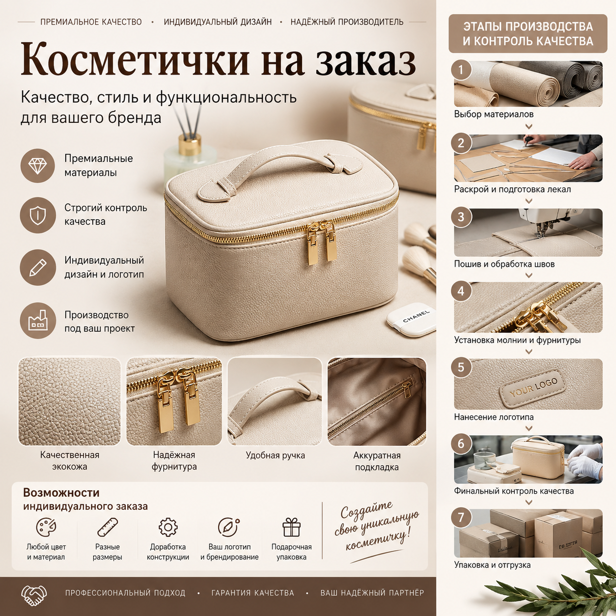 Анализ качества косметички: ключевые этапы производства и подробные стандарты контроля качества