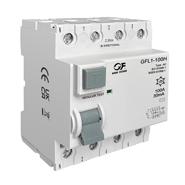 Устройство защитного отключения (УЗО) электромагнитного типа (RCCB) GFL1-100H