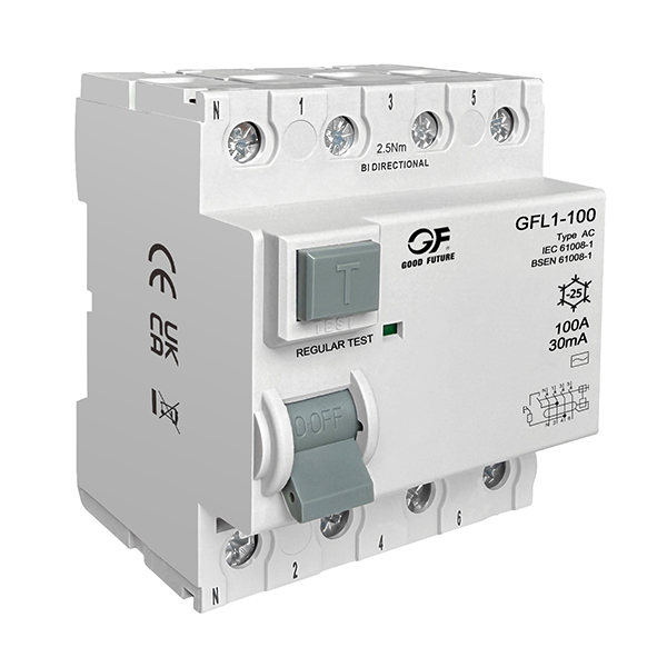 Устройство защитного отключения (УЗО) электромагнитного типа (RCCB) GFL1-100