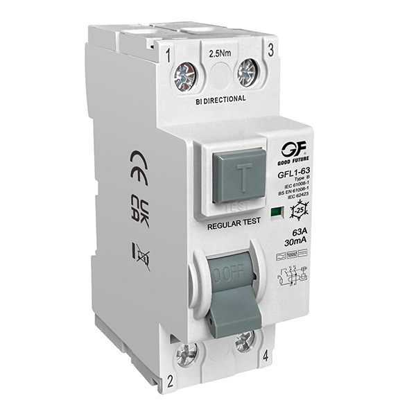Устройство защитного отключения (УЗО) электромагнитного типа (RCCB) GFL1-63