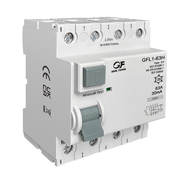 Устройство защитного отключения (УЗО) электромагнитного типа (RCCB) GFL1-63H