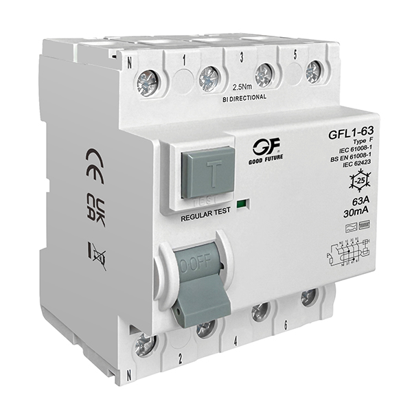 Устройство защитного отключения (УЗО) электромагнитного типа (RCCB) GFL1-63