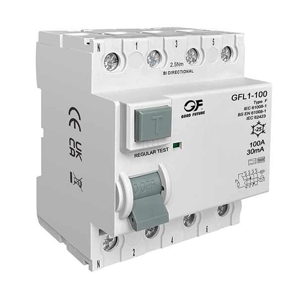 Устройство защитного отключения (УЗО) электромагнитного типа (RCCB) GFL1-100