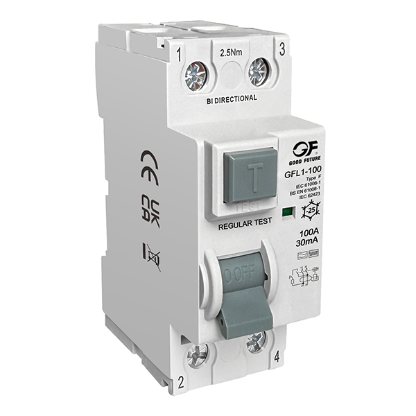 Устройство защитного отключения (УЗО) электромагнитного типа (RCCB) GFL1-100