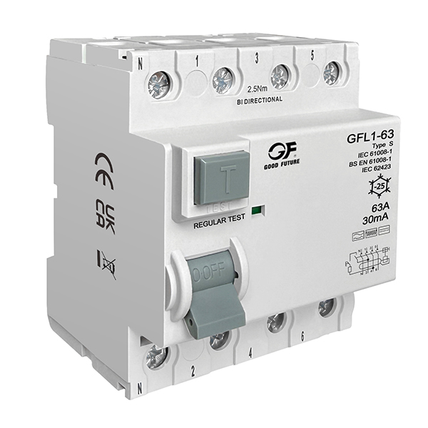 Устройство защитного отключения (УЗО) электромагнитного типа (RCCB) GFL1-63
