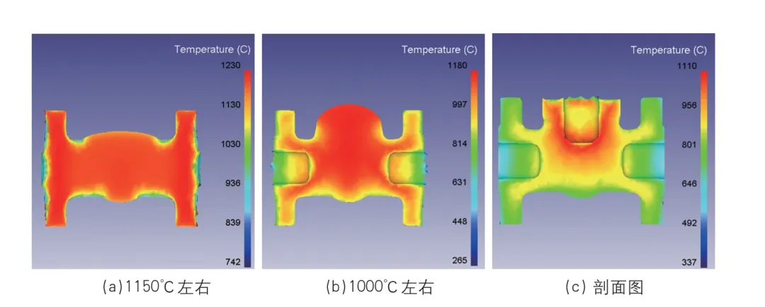 Рисунок 4. Распределение температурного поля в поковках.