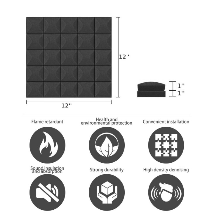 50 см акустическая пена для стен с ромбовидным дизайно (3)