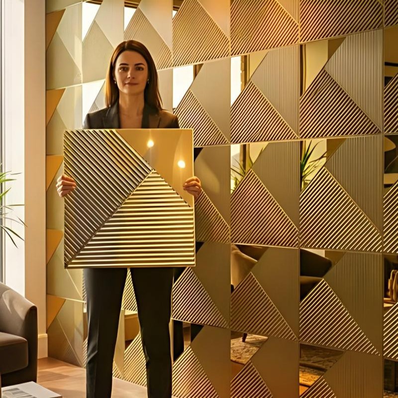 Золотая 3d-стеновая панель
