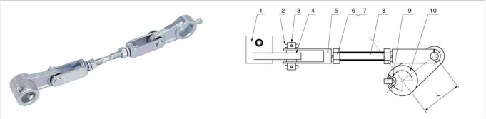 Внешние размеры и комплектующие для сборки штанги 5HG.233.030.1
