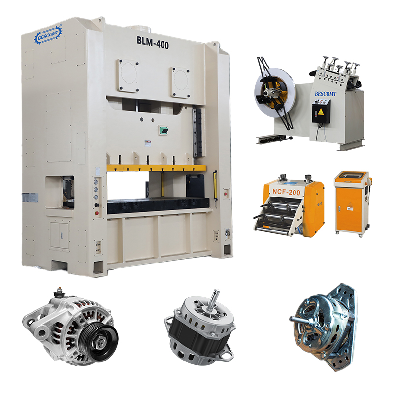 Автоматическая линия штамповки крышек электродвигателей | Пневматический пресс BLM с разматывателем, податчиком и штампом