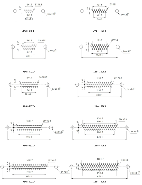 Миниатюрный прямоугольный электрический разъем серии J24H