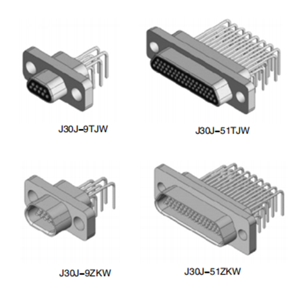 Разъёмы J30J-N-J, N3-J, N4-J, N8-J погружные на плату