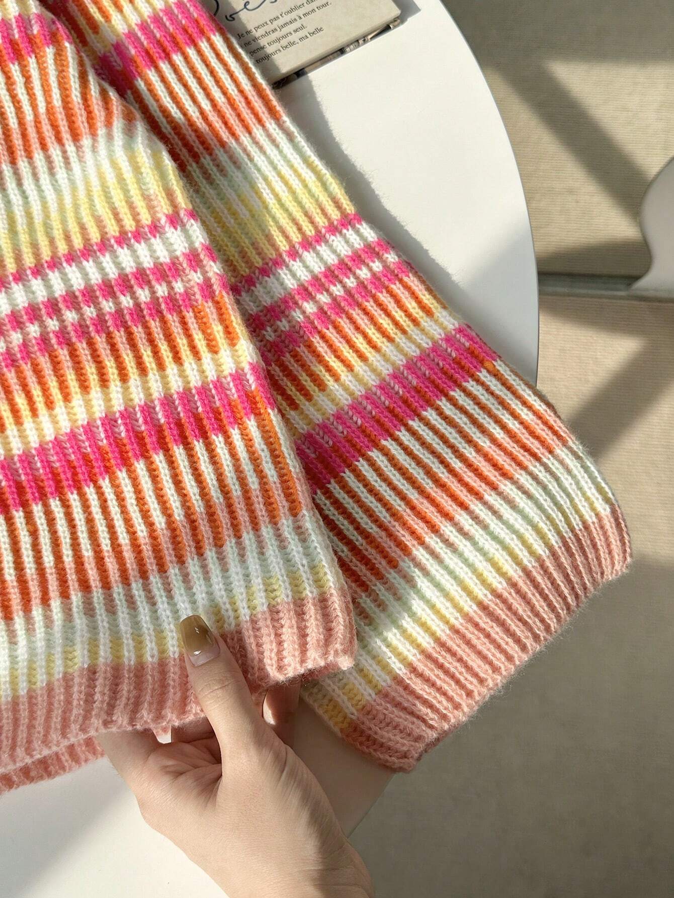 Женский повседневный свитер в полоску Colorblock, весна-осень, топы с длинным рукавом