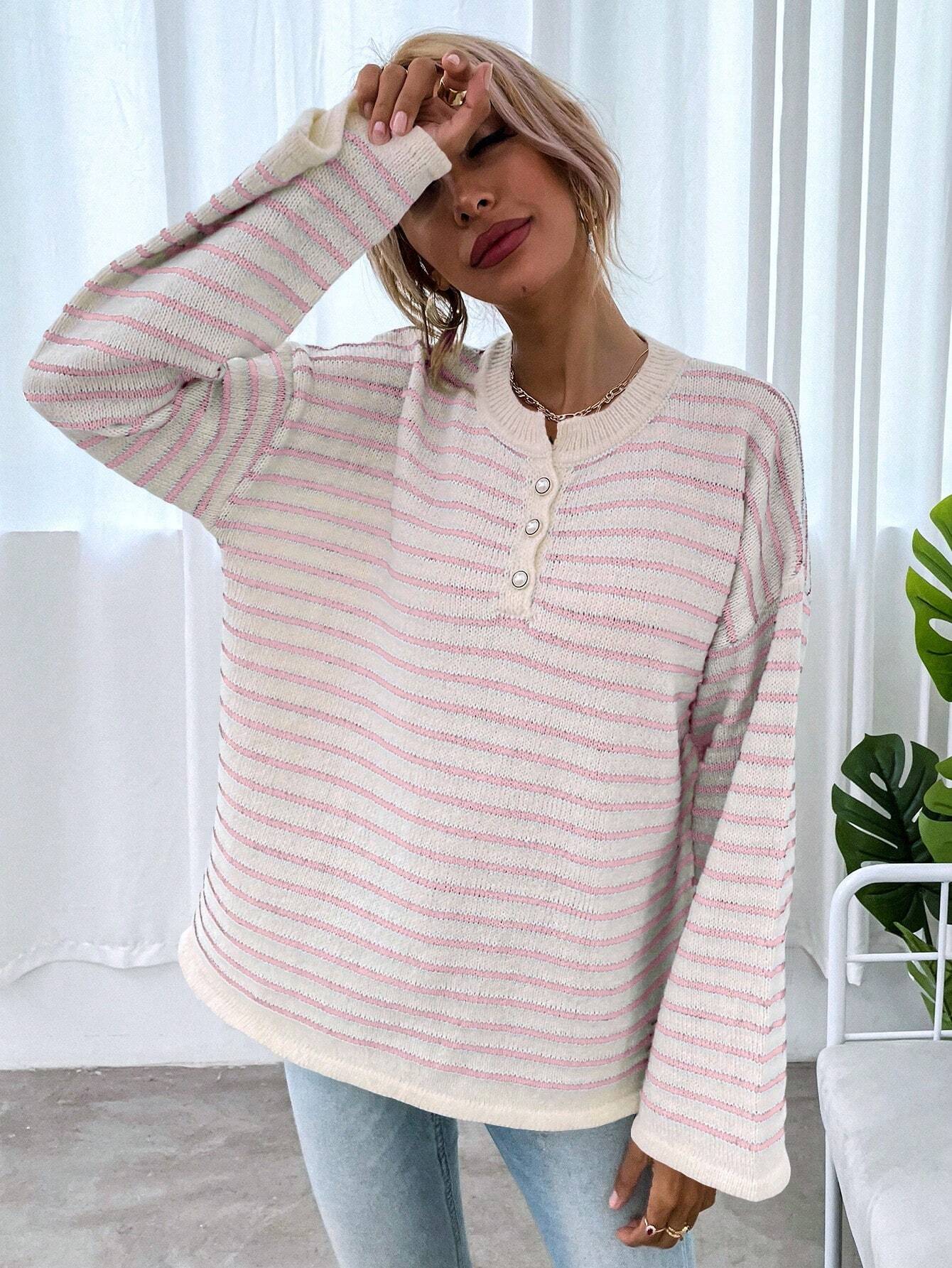 Свитер в розовую полоску Franclia Valentine’s Day Casual Minimalist