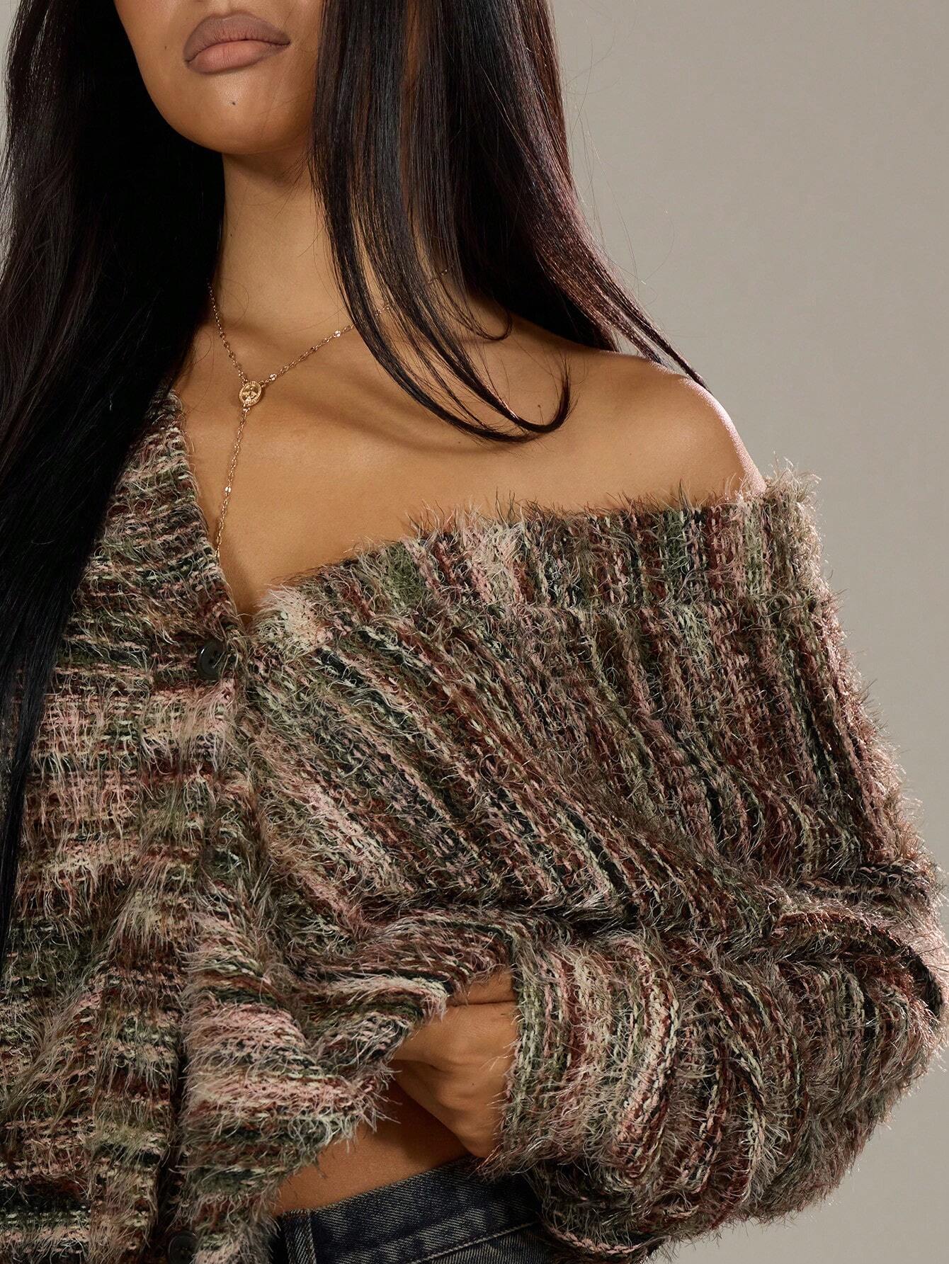 Негабаритный текстурированный кардиган Spring Casual Y2k 90’s Stripe Knit