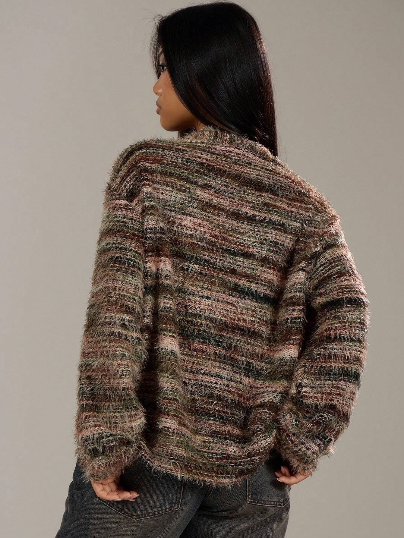 Негабаритный текстурированный кардиган Spring Casual Y2k 90’s Stripe Knit