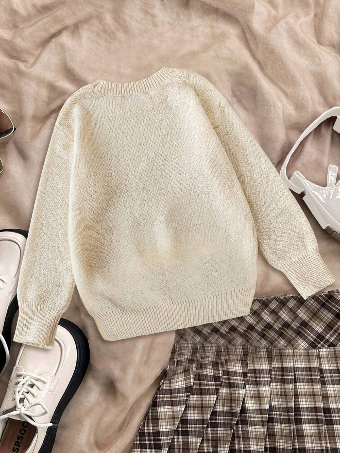 Женщины Casual Chic Цифровой Принт Теплый Пуловер Толстовка С Милым Медвежьим Узором, Подходит Для Повседневной Одежды, Поездки И Шоппинга, Осень/Зима, Топы С Длинным Рукавом