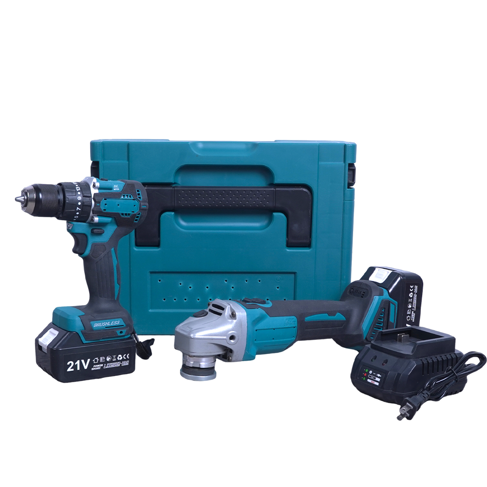 Набор из двух инструментов: дрель и угловая шлифмашина – сверление, резка, шлифовка