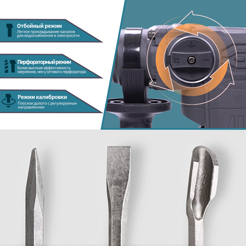 Мощный бесщеточный аккумуляторный перфоратор‑ударный дрель