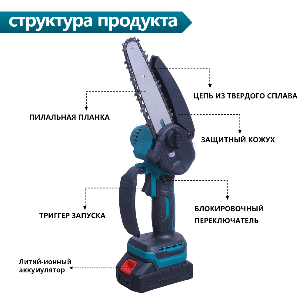  Портативная аккумуляторная цепная пила | Эффективная резка, полная безопасность