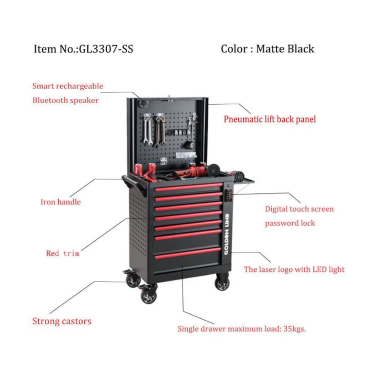 GL3307 - SS- да цифров замк инструмент GongJuChe, с боков поднос и bluetooth колонк - Jiangsu Goldenline Intelligent Equipment Co., Ltd.