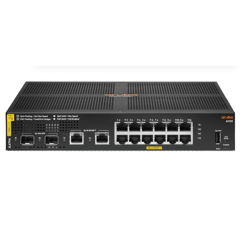 Коммутатор Aruba 6100 (JL679A) 12G Class4 PoE 2G/2SFP+ 139W