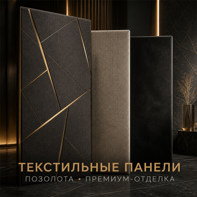 Текстильные стеновые панели с позолотой для премиального интерьера