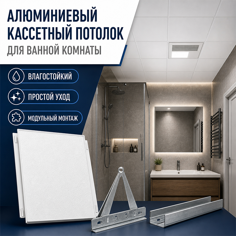 Алюминиевый кассетный подвесной потолок для ванной комнаты