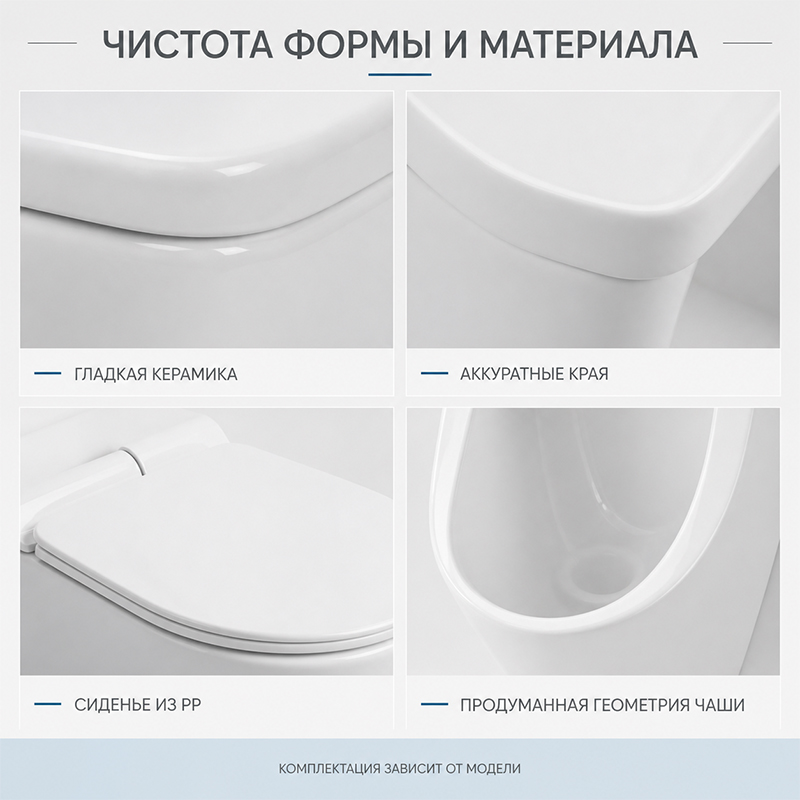 Комплект керамической сантехники — унитаз и настенный писсуар