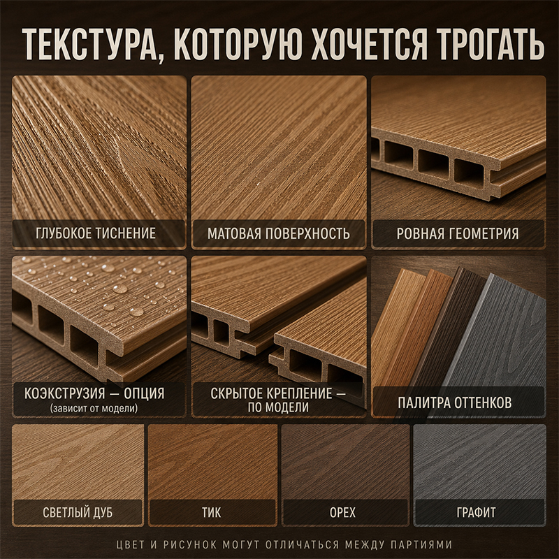 Древесно-полимерная панель ДПК с текстурой дерева для фасада, интерьера и террасы
