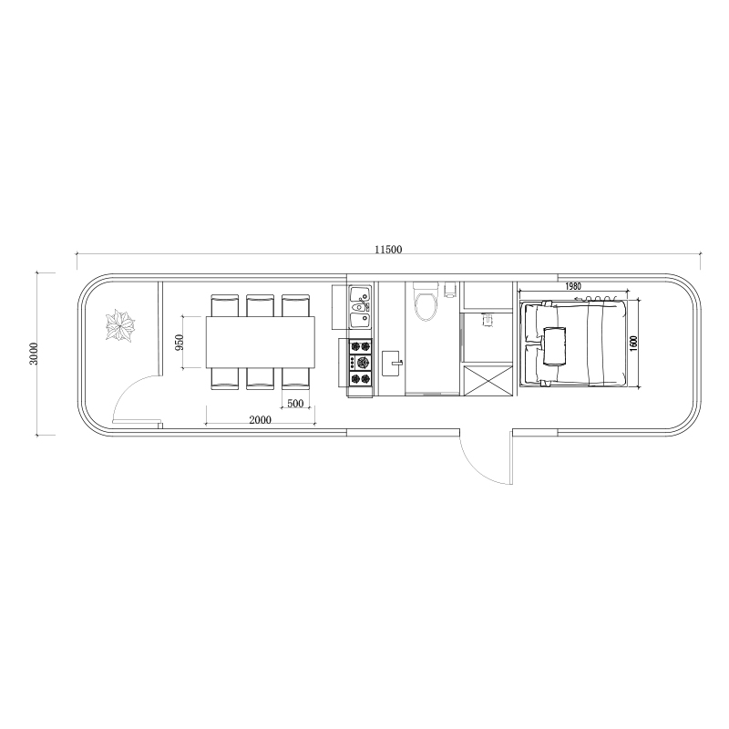 Капсульный модульный дом X7 с панорамным остеклением, 34,5 м²