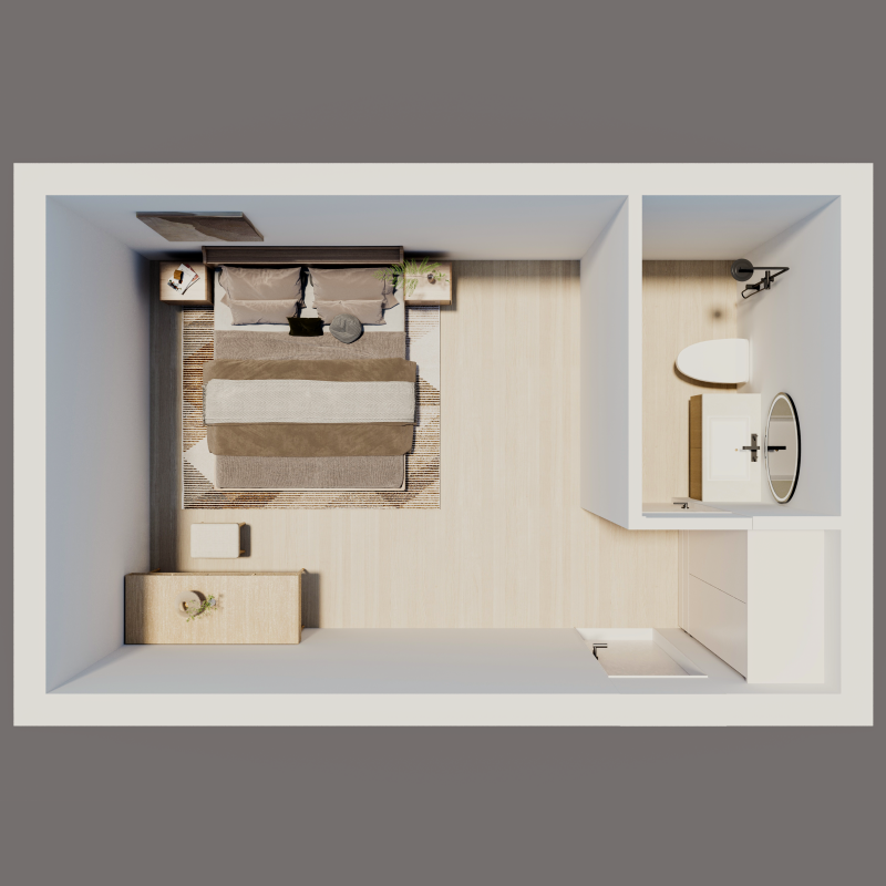 Расширенный модульный дом Apple Cabin EY3 с балконом, сборка из двух секций