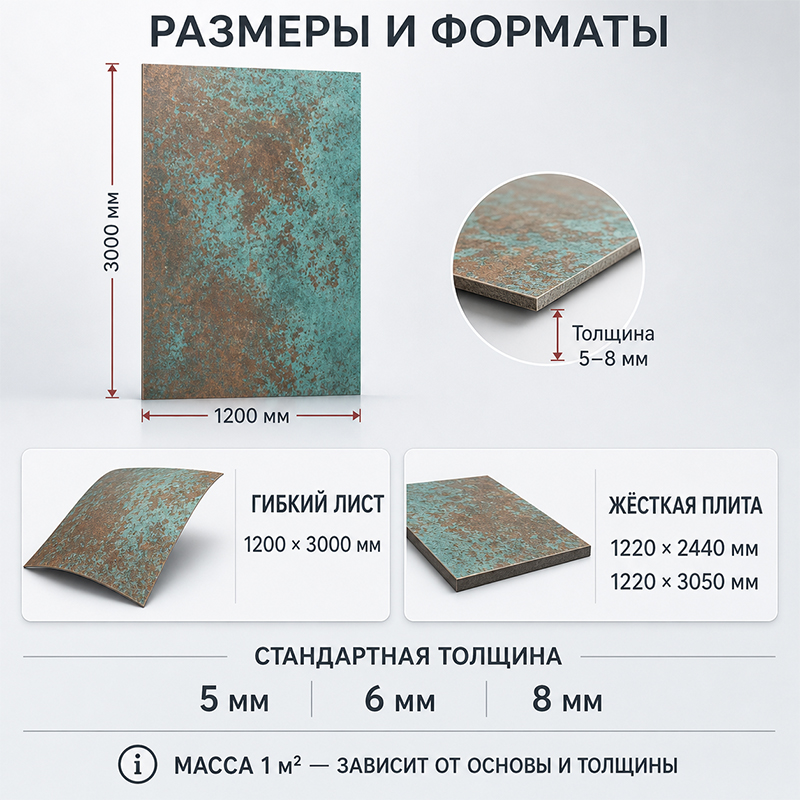 Декоративные панели с эффектом патинированного металла для фасада и интерьера