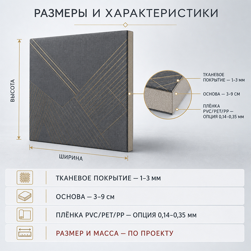 Текстильные стеновые панели с позолотой для премиального интерьера
