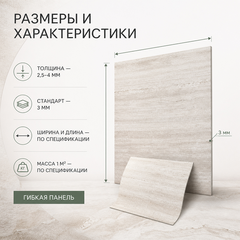 Экологичная гибкая керамика на минеральной основе для фасада и интерьера