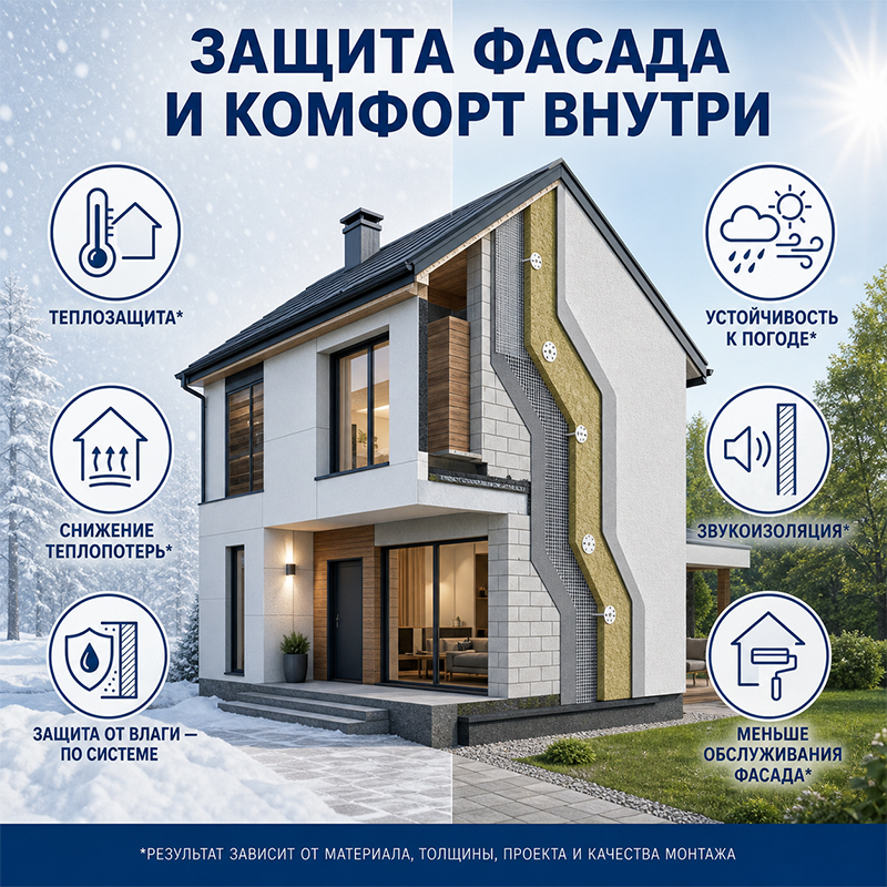 Теплоизоляционные плиты для наружных стен — каменная вата, EPS, XPS, модифицированный и силикатный EPS