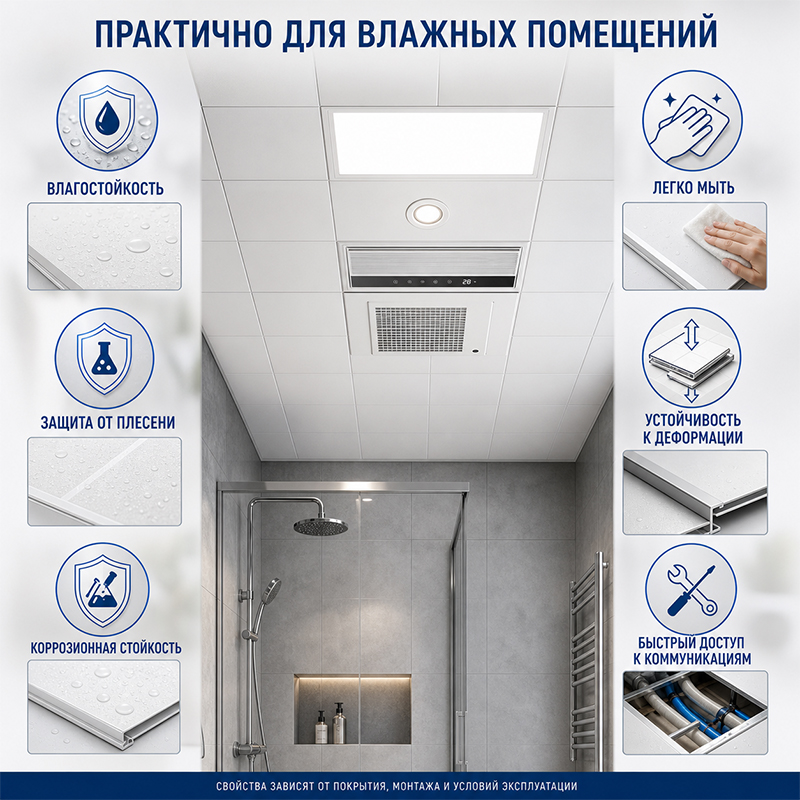 Алюминиевый кассетный подвесной потолок для ванной комнаты