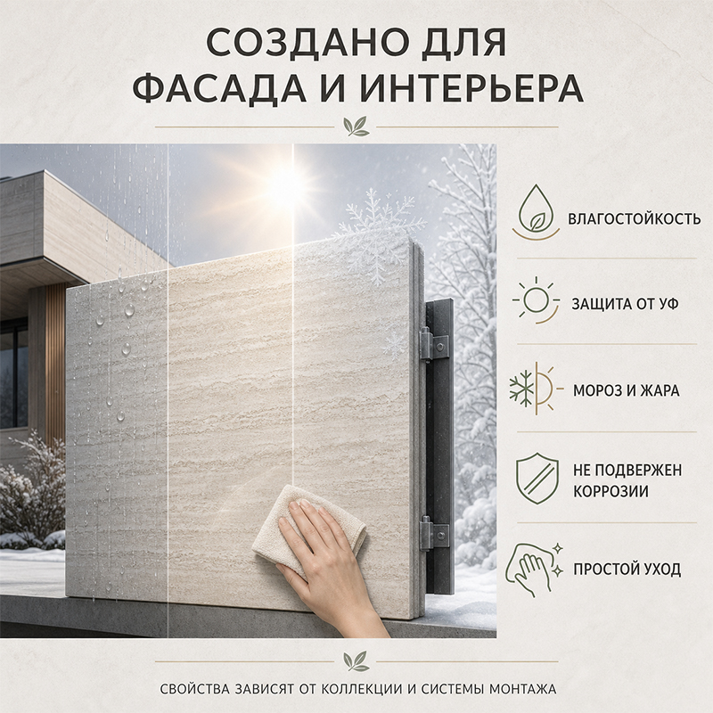 Экологичная гибкая керамика на минеральной основе для фасада и интерьера