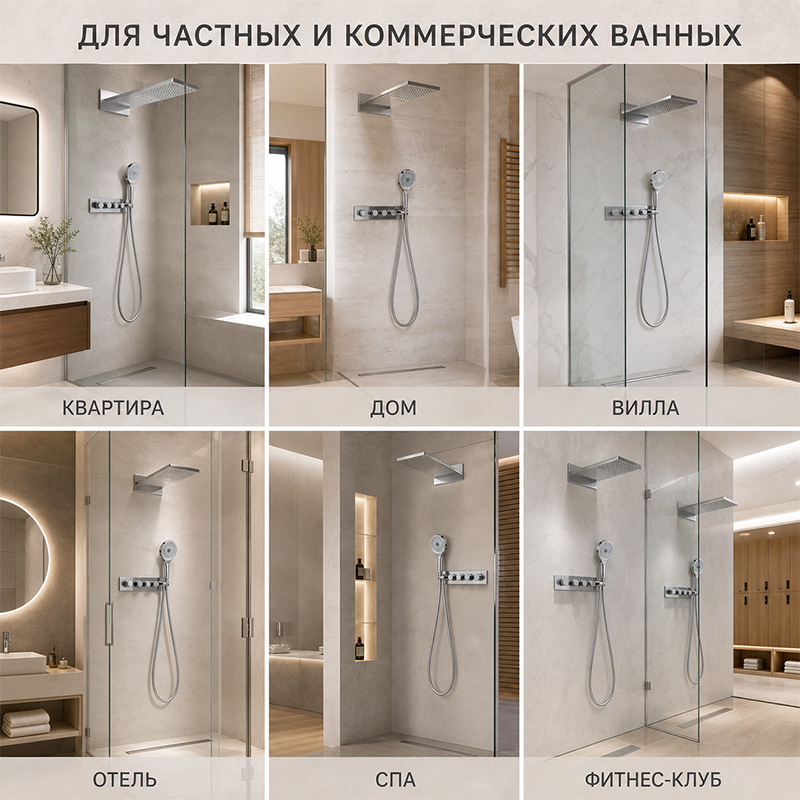 Термостатическая душевая система с верхним и ручным душем