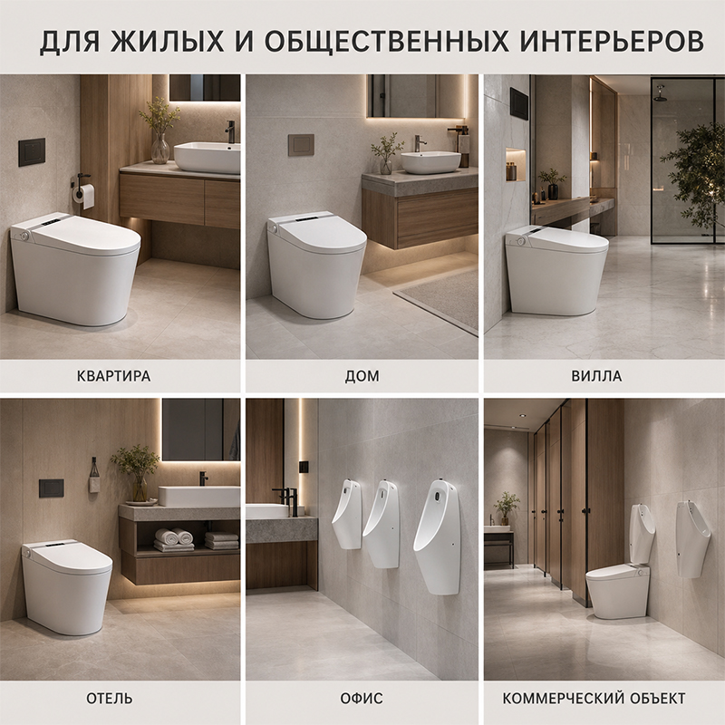 Комплект керамической сантехники — унитаз и настенный писсуар