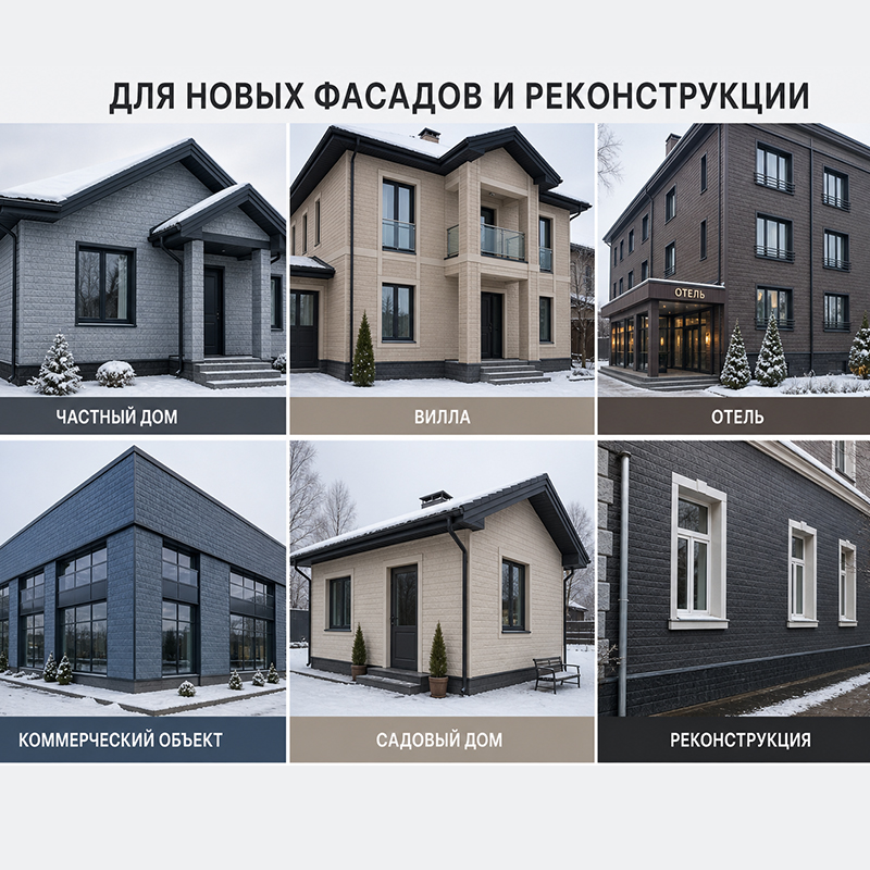 Фасадная металлическая термопанель с декоративным покрытием и утеплителем ППУ