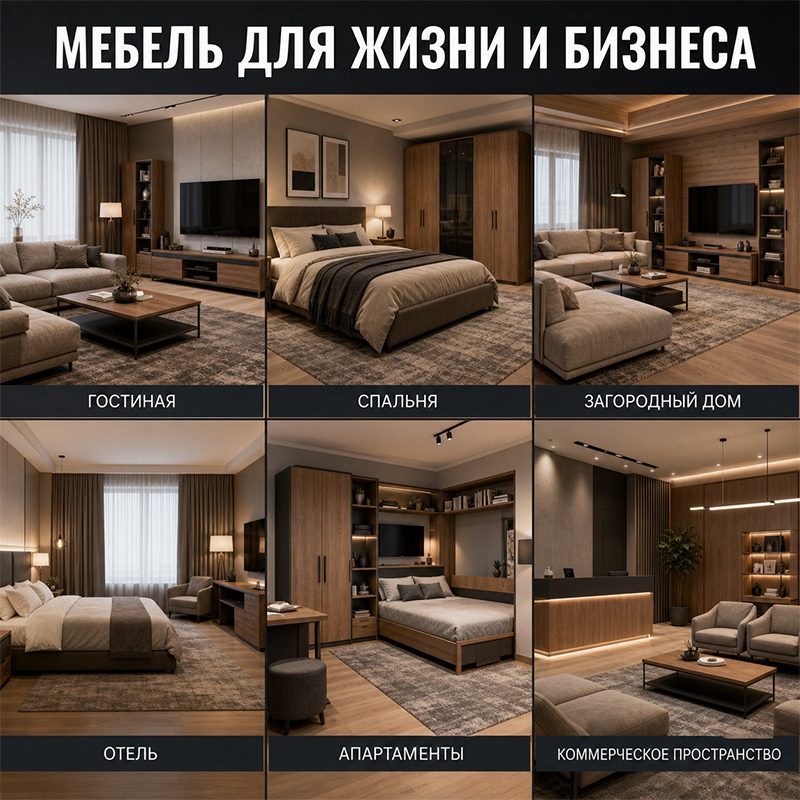 Мягкая и корпусная мебель для гостиной и спальни в едином стиле
