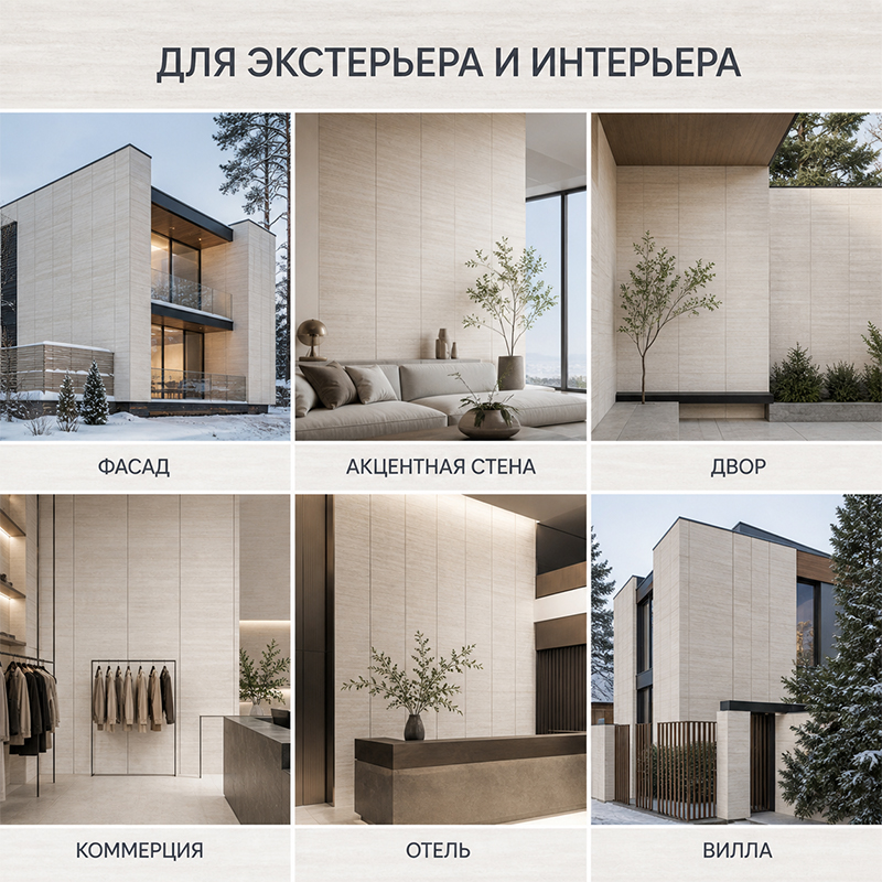 Экологичная гибкая керамика на минеральной основе для фасада и интерьера