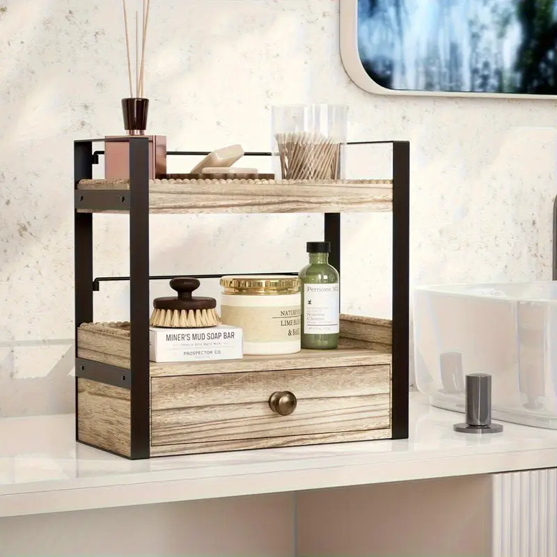 Двухэтажная стойка для приема древесного железа, домашняя кухня, многофункциональная кладовая, деревянная стойка для приправ, чайная стойка для приема воды