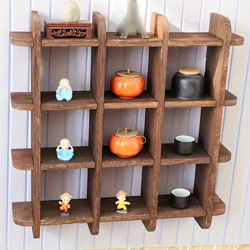 Деревянный чайный сервиз выставочный стеллаж Боку Стены сплошная древесина Современный простой дом Добао Стена Китайская чайная полка стеллаж