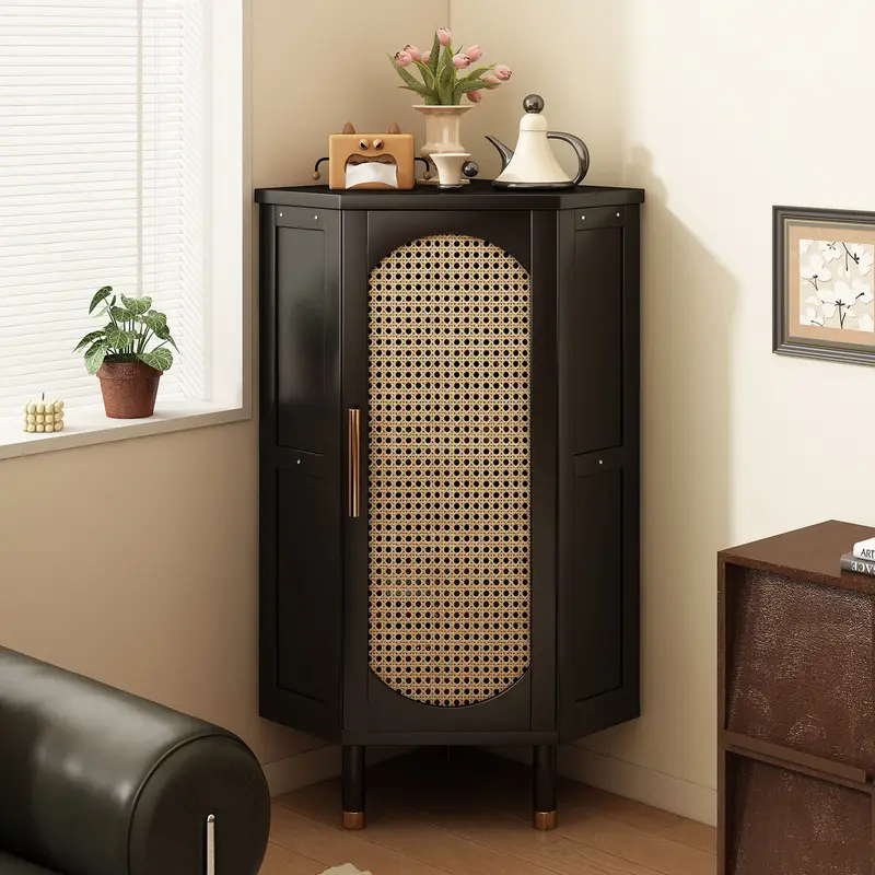 Бамбуковый угловой шкаф с открытой полкой – отдельная стойка для приема в гостиной, спальне, офисе – легко собрать, без питания, коричневый, многофункциональная комнатная стойка для приема, угловая рама