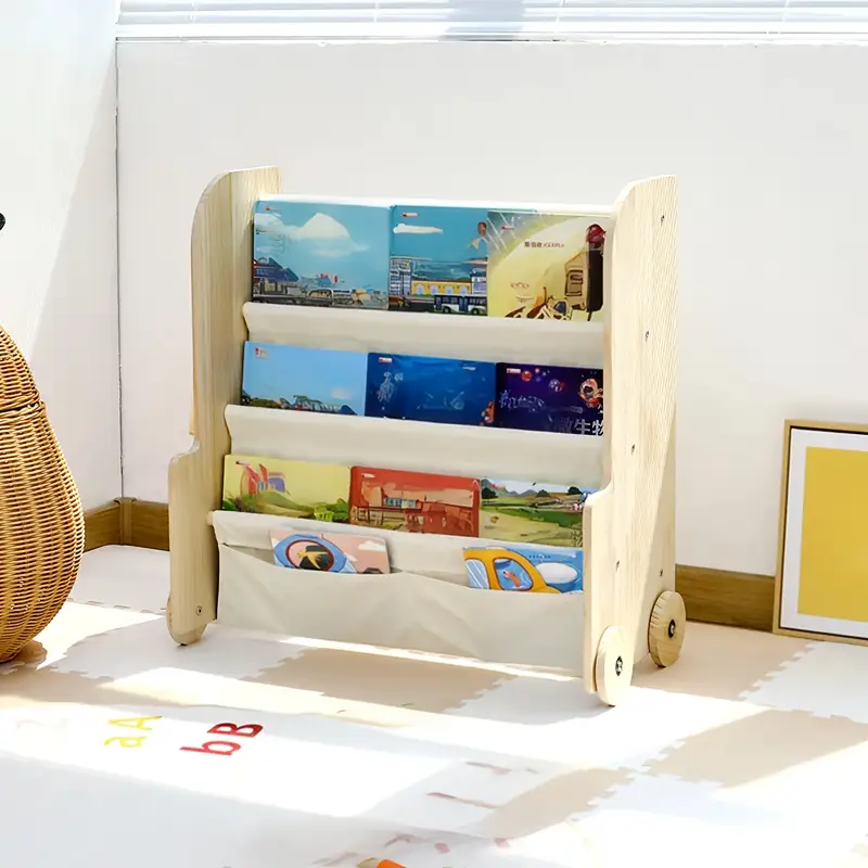 Полки для рисования, сплошная древесина, подвижная детская зона для чтения, посадка у стены, игрушки, два в одном, чтобы забрать ткань, детская книжная полка