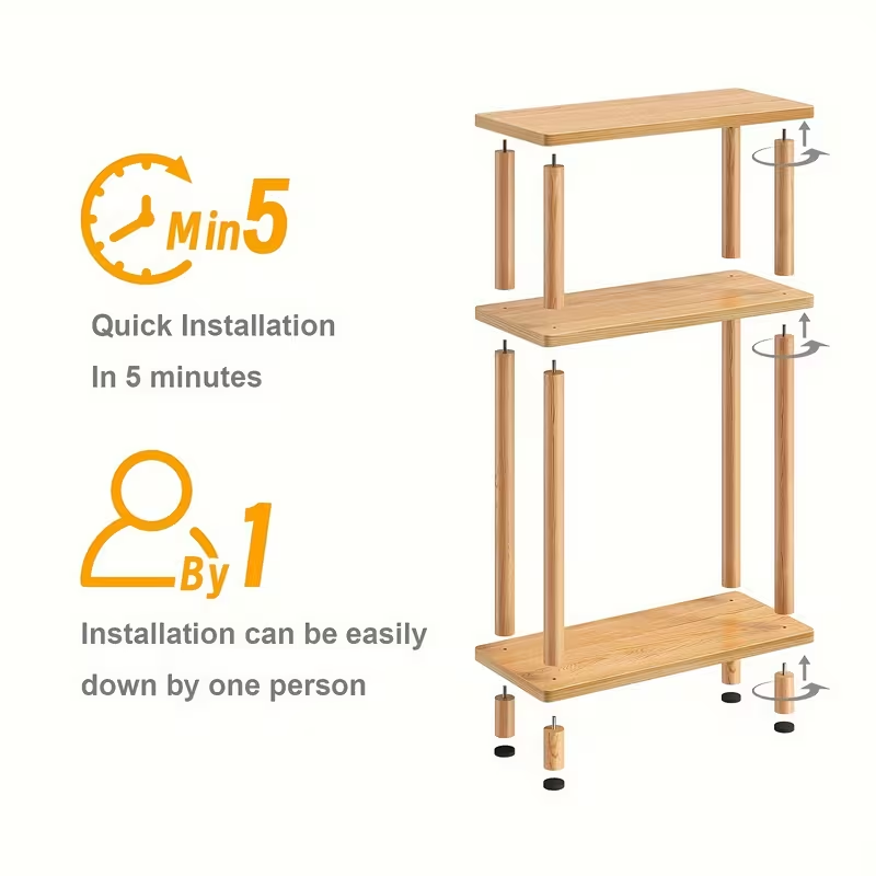 STORAGEPLUS 3-ступенчатый тонкий боковый стол с полкой для хранения – компактный конечный стол для гостиной, спальни, дивана – прочная деревянная конструкция, емкость хранения менее 3,2 куб фута, ночной столик для спальни. Минималистический дизайн. Прочная деревянная конструкция, мебель для небольших пространств